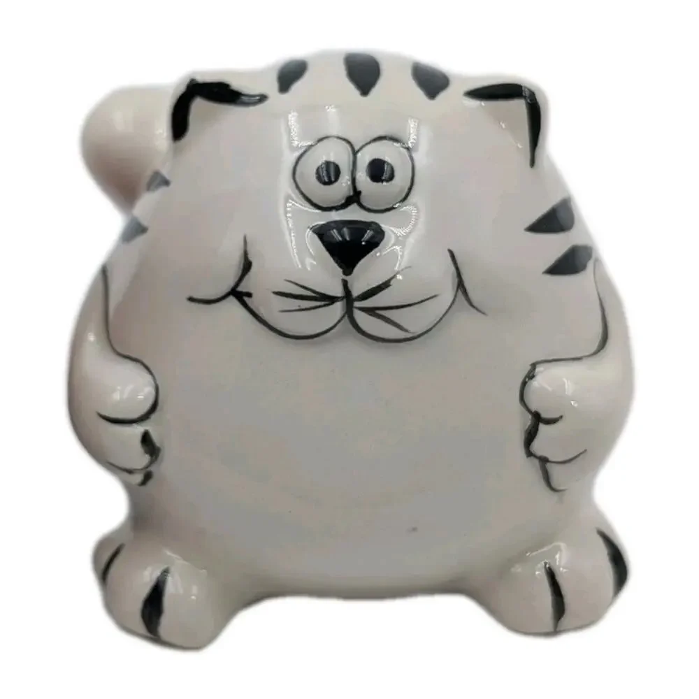 Pier 1 Imports Ceramic Cat Tiger Salt & Pepper Shakers Set Striped Cartoon Cute